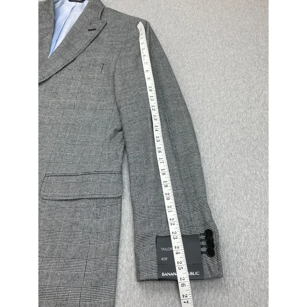 Banana Republic Blazer Mens 40R Plaid 100% Cotton 2-Button Single Breast Lined